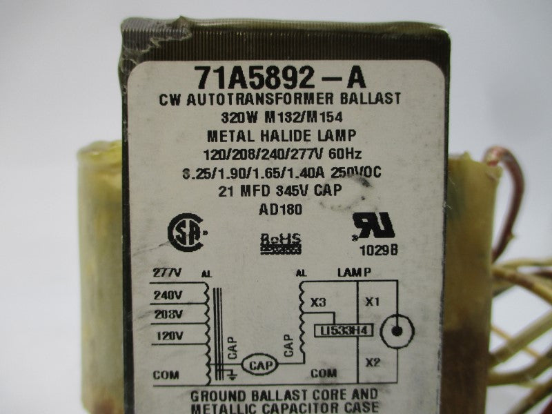 PHILIPS ADVANCE 71A5892-001D 277V 3.25A NSMP