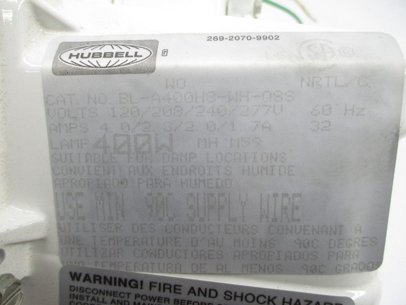 HUBBELL BL-A400H8-WH-QSS 277V 4.0A NSMP
