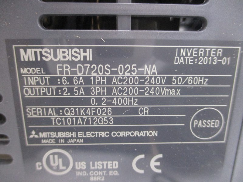MITSUBISHI FR-D720S-025-NA 200-240VAC 6.6A NSMP