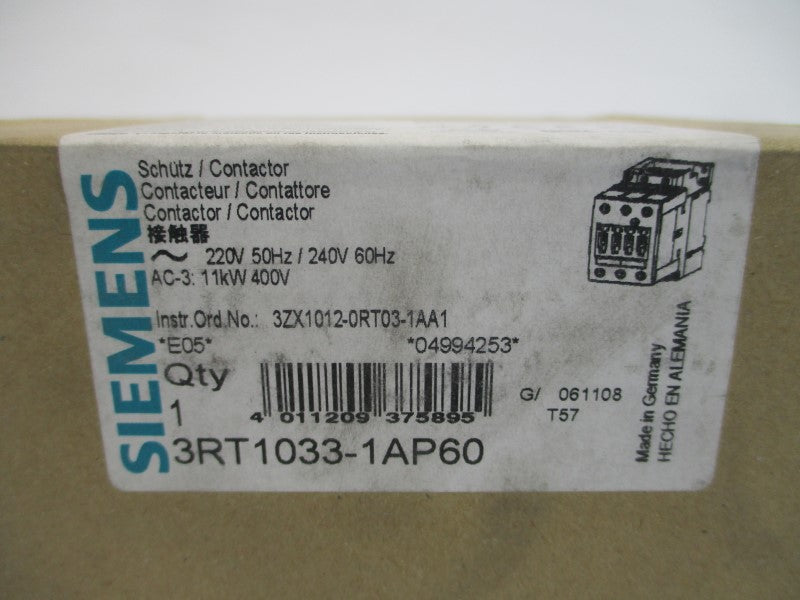 SIEMENS 3RT1033-1AP60 220/240V 50A NSMP