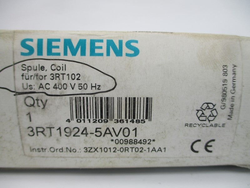 SIEMENS 3RT1924-5AV01 400VAC NSMP