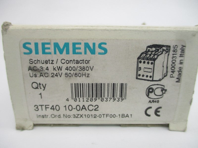 SIEMENS 3TF4010-0AC2 24VAC 20A (AS PICTURED) NSMP