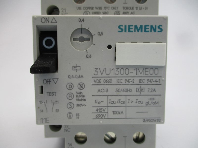 SIEMENS 3VU1300-1ME00 690V 0.4-0.6A NSMP