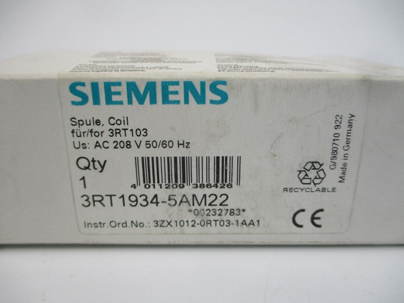 SIEMENS 3RT1934-5AM22 208VAC NSMP