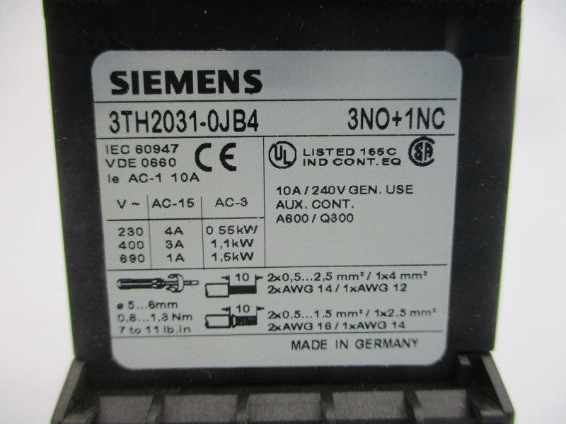 SIEMENS 3TH2031-0JB4 240V 10A NSNP