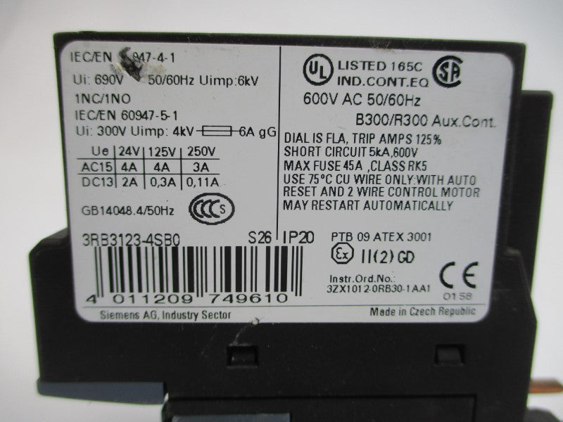 SIEMENS 3RB3123-4SB0 600VAC 3-12A NSNP
