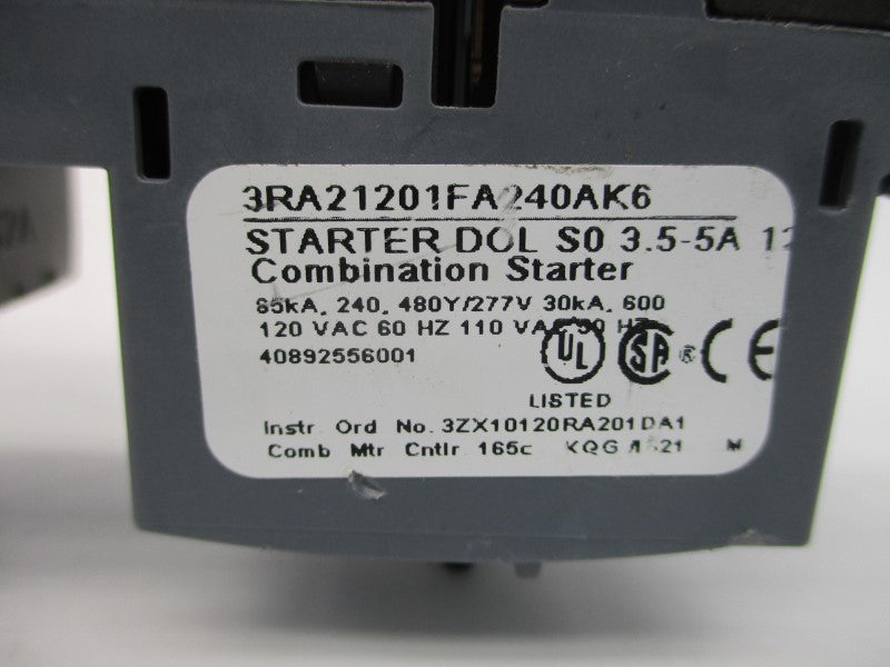 SIEMENS 3RA21201FA240AK6 110/120VAC 3.5-5A NSNP