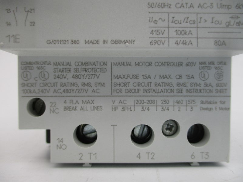 SIEMENS 3VU1600-1MJ00 240VAC 2.4-4A NSMP