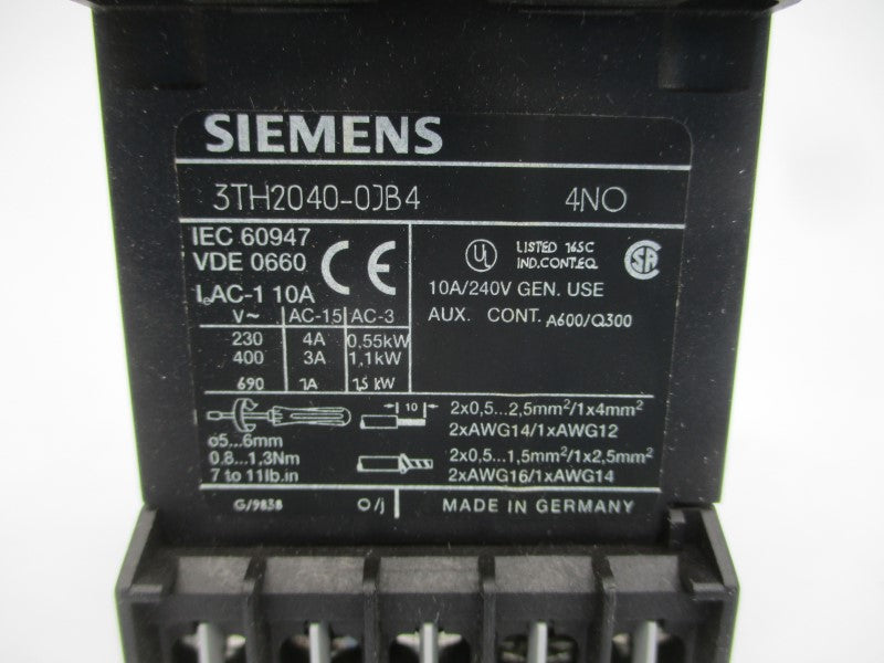SIEMENS 3TH2040-0JB4 230VAC 4A NSMP