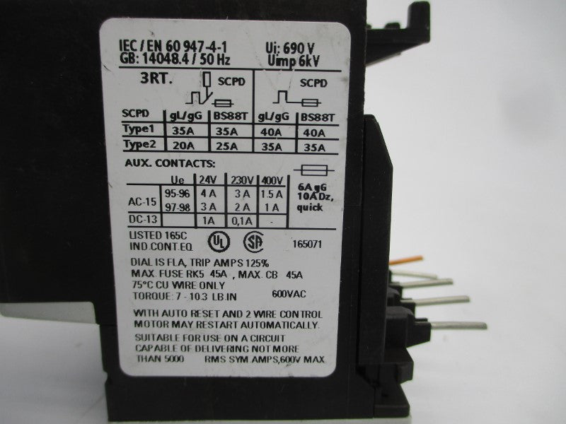SIEMENS 3RU1116-1KB0 600VAC 9-12A NSNP