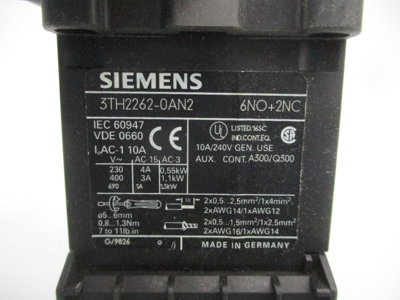 SIEMENS 3TH2262-0AN2 220/230VAC 4A NSMP