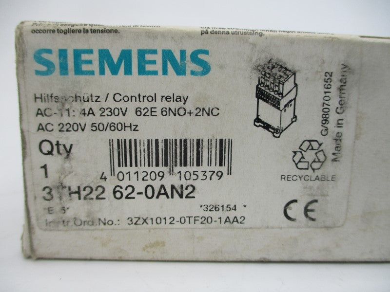 SIEMENS 3TH2262-0AN2 220/230VAC 4A NSMP