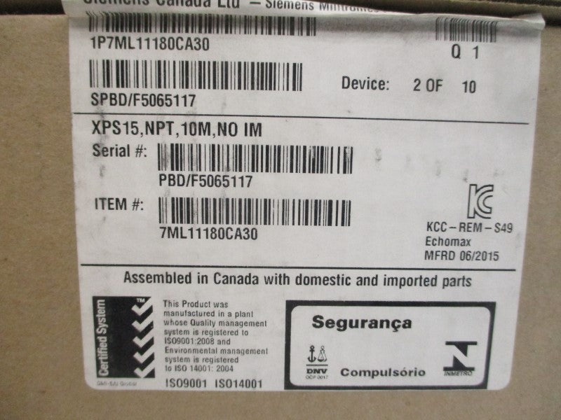SIEMENS XPS-15 7ML11180CA30 250V NSMP