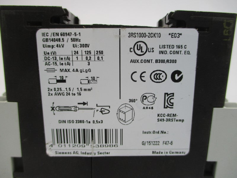 SIEMENS 3RS1000-2CK10 300V 4A NSNP