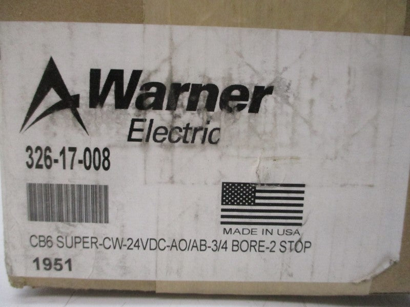 WARNER ELECTRIC 326-17-008 CB6 SUPER-CW-24VDC-AO/AB-3/4 24VDC NSMP