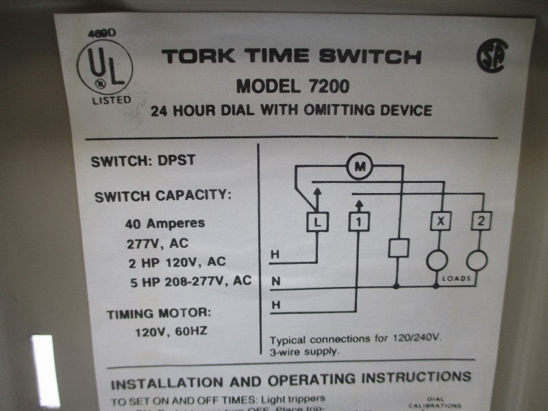 TORK 7200 277VAC 40A NSMP