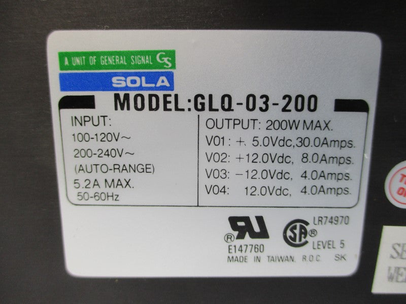 SOLA HEVI-DUTY GLQ-03-200 200-240V 5.2A NSMP