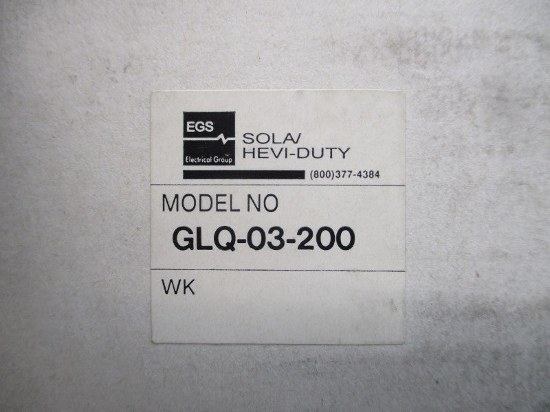 SOLA HEVI-DUTY GLQ-03-200 200-240V 5.2A NSMP