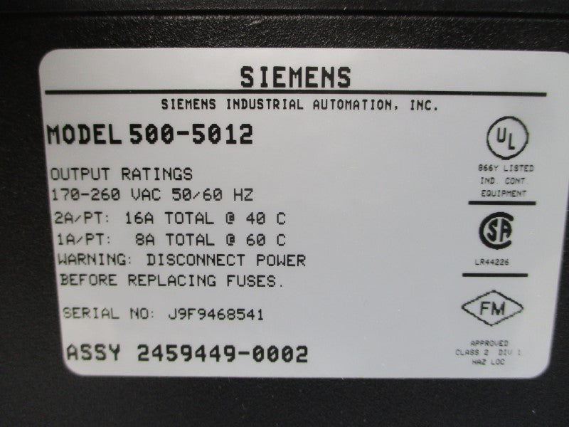 SIEMENS 500-5012 170-260VAC 8/16A NSMP