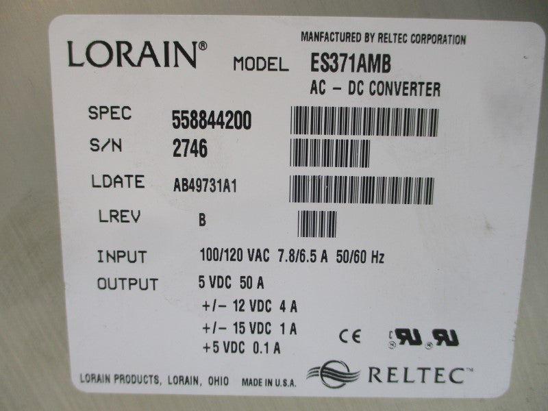 RELIANCE ELECTRIC 57493A 57C493 100/120VAC 7.8/6.5A UNMP