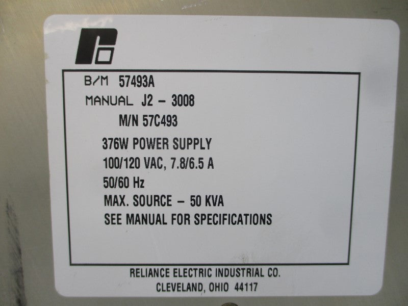 RELIANCE ELECTRIC 57493A 57C493 100/120VAC 7.8/6.5A UNMP
