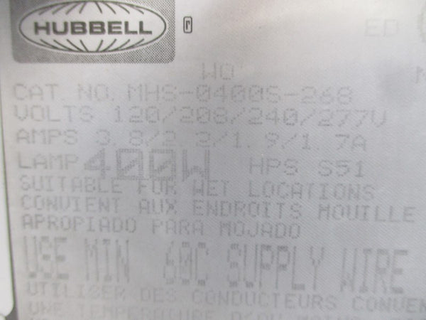 HUBBELL MHS-0400S-268 277V 3.8A NSNP