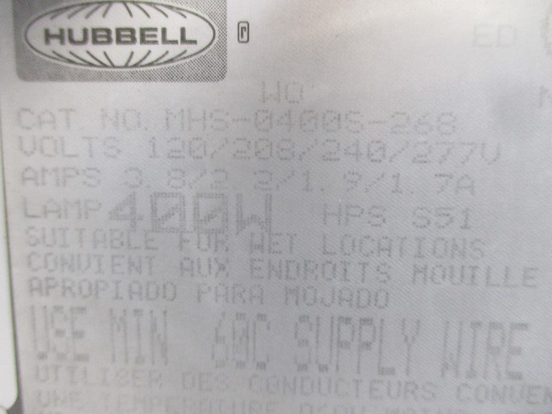 HUBBELL MHS-0400S-268 277V 3.8A NSNP