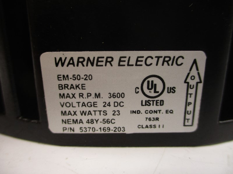 WARNER ELECTRIC 5370-169-203 EM-50-20 24VDC NSMP