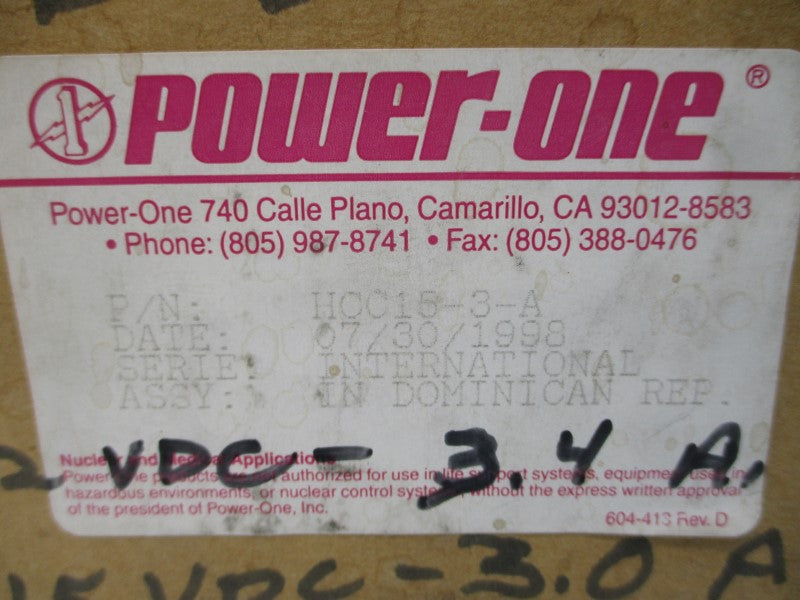 POWER-ONE HCC15-3-A 230/240VAC 1A NSMP