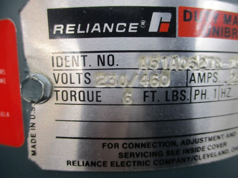 RELIANCE ELECTRIC A51A0627R-ZQ 230/460V .28/.14A NSMP