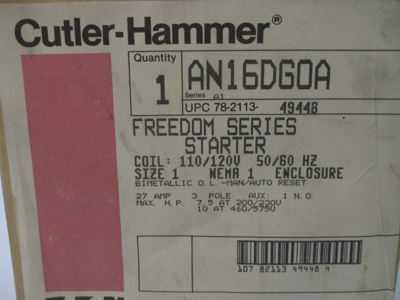 CUTLER HAMMER AN16DG0A SER. A1 110/120V 27A NSMP