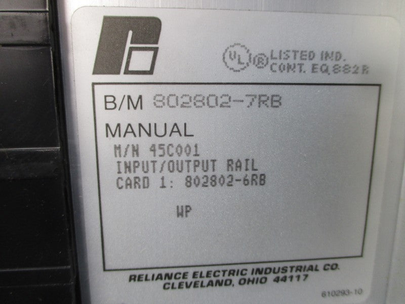 RELIANCE ELECTRIC 802802-7RB 45C1A 115VAC 2A NSMP