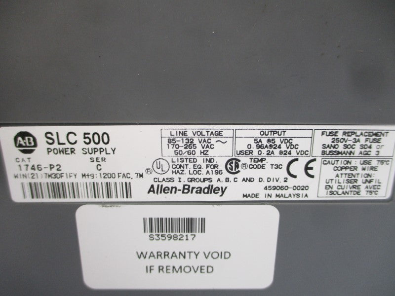 ALLEN BRADLEY 1746-P2 SER. C 85-265VAC 5A NSMP