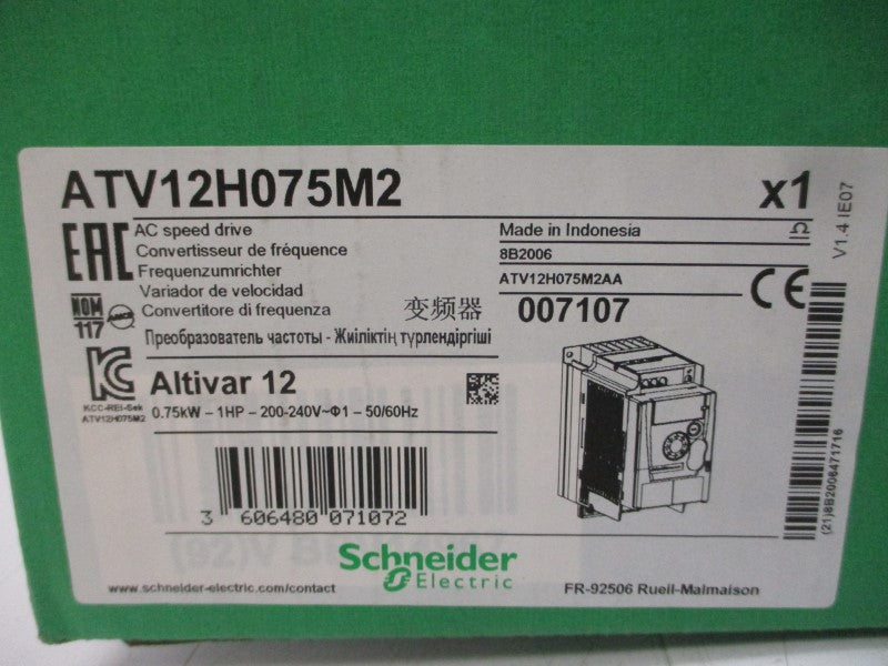 SCHNEIDER ELECTRIC ATV12H075M2 200-240VAC 4.2/10.2A NSMP