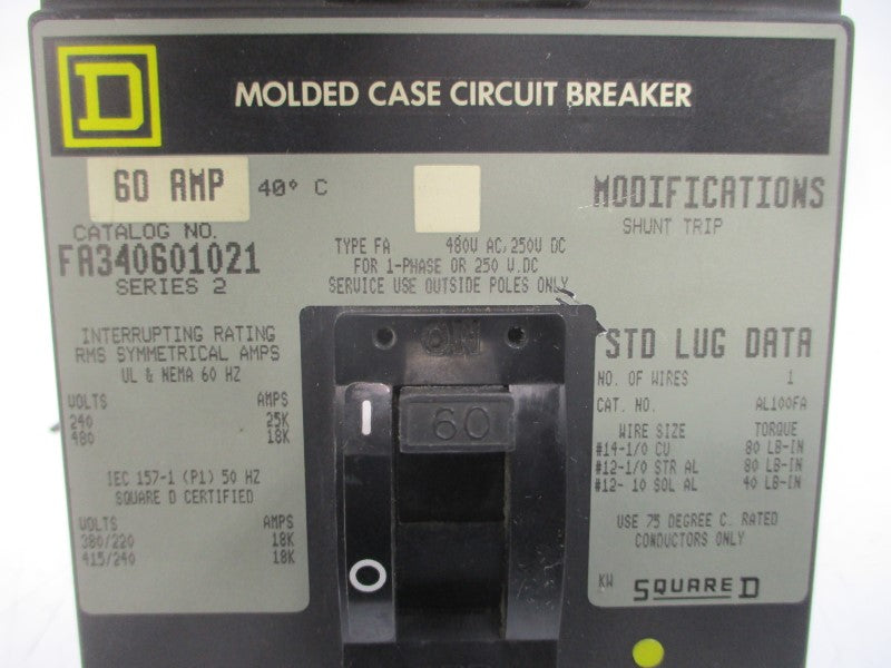 SQUARE D FA340601021 SER. 2 240/480V 60A NSNP