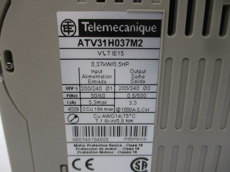 TELEMECANIQUE ATV31H037M2 200/240VAC 5.3A NSMP