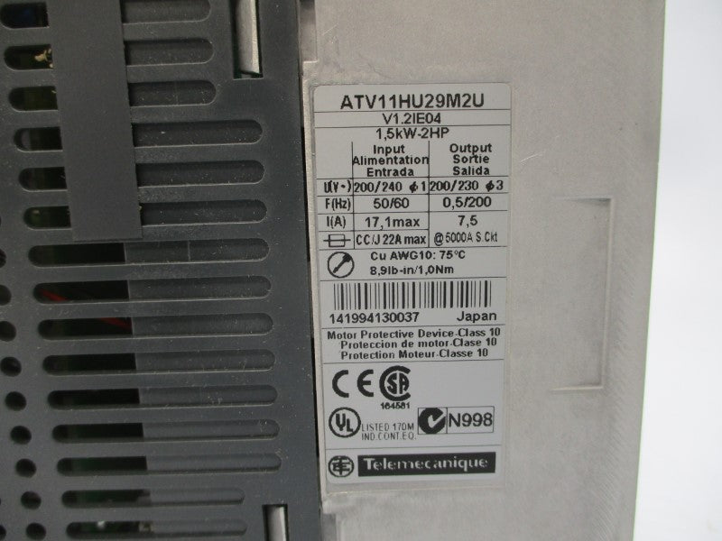 TELEMECANIQUE ATV11HU29M2U 200/240VAC 17.1A NSMP