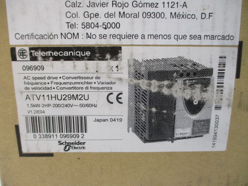 TELEMECANIQUE ATV11HU29M2U 200/240VAC 17.1A NSMP