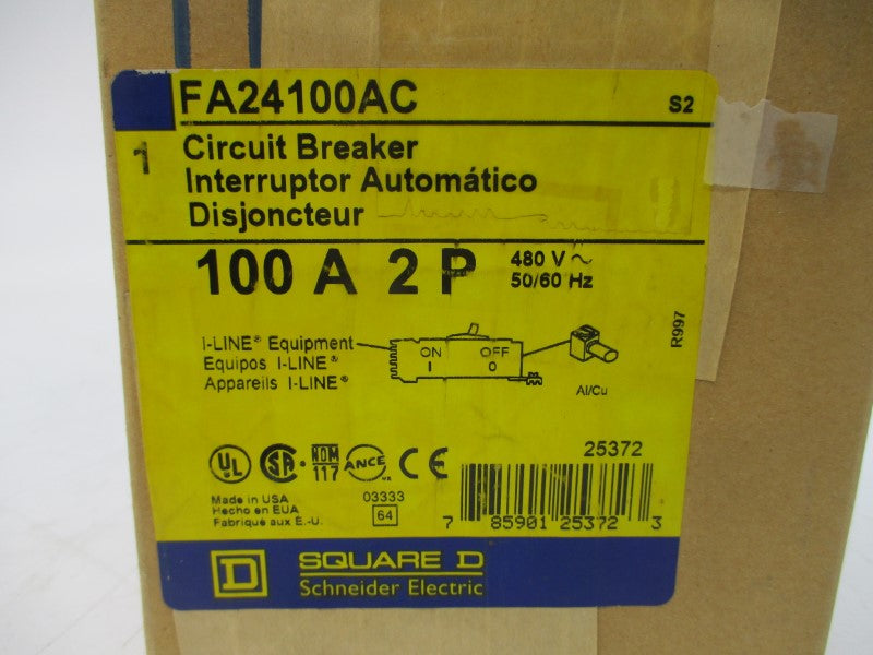 SQUARE D FA24100AC SER. 2 480V 100A NSMP