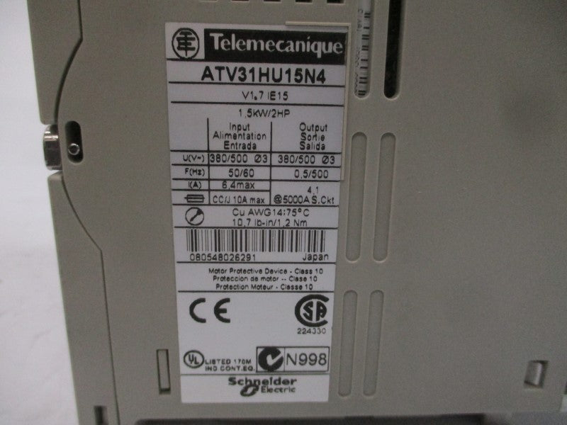 TELEMECANIQUE ATV31HU15N4 380/500VAC 4.1/6.4A NSMP