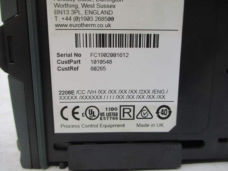 EUROTHERM CONTROLS 2208E/CC/VH/XX/XX/XX/XX/2XX/ENG/XXXXX/XXXXXX/////XX/XX/XX/XX/XX 100-240VAC 2A NSMP