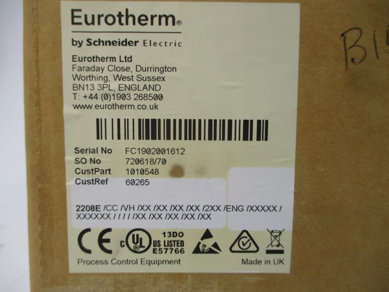 EUROTHERM CONTROLS 2208E/CC/VH/XX/XX/XX/XX/2XX/ENG/XXXXX/XXXXXX/////XX/XX/XX/XX/XX 100-240VAC 2A NSMP