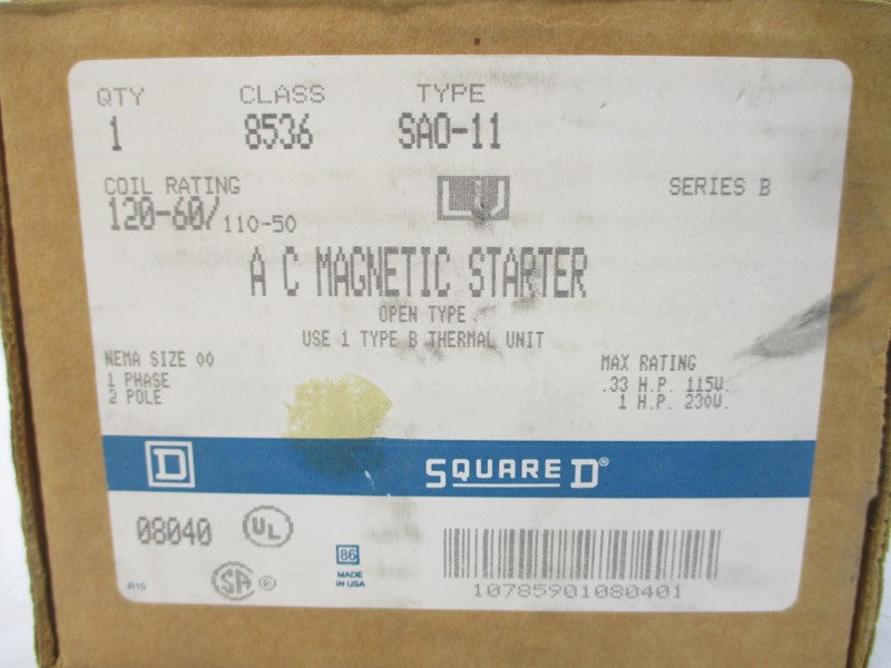 SQUARE D 8536SAO11V02 SER. B 110/120V NSMP