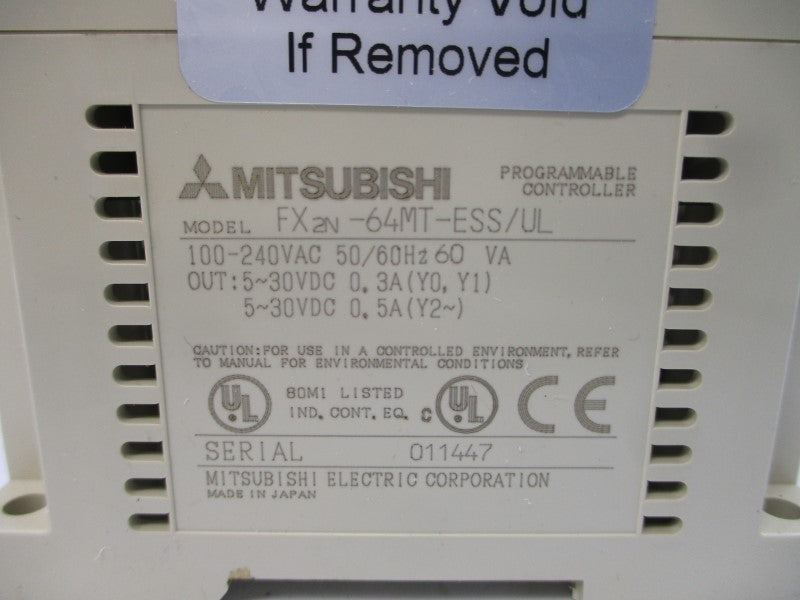 MITSUBISHI FX2N-64MT-ESS/UL 100-240VAC 0.3/0.5A (AS PICTURED) NSMP