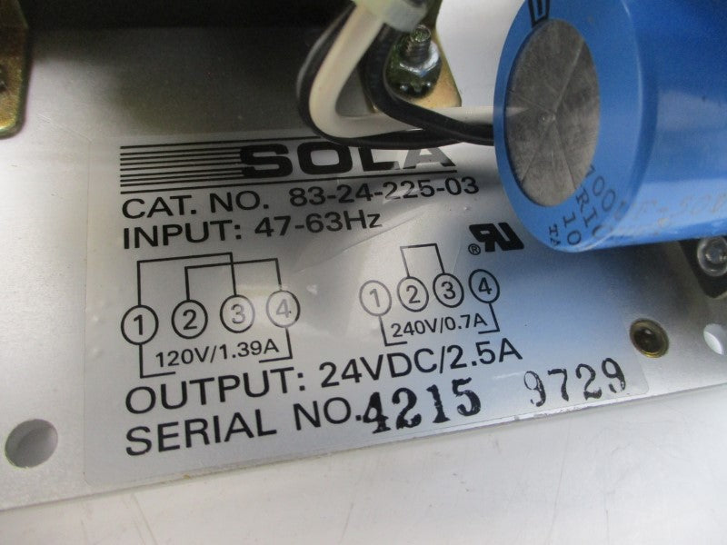 SOLA 83-24-225-3 083-00225-0300-24 120/240VAC 1.39/2.5A NSMP
