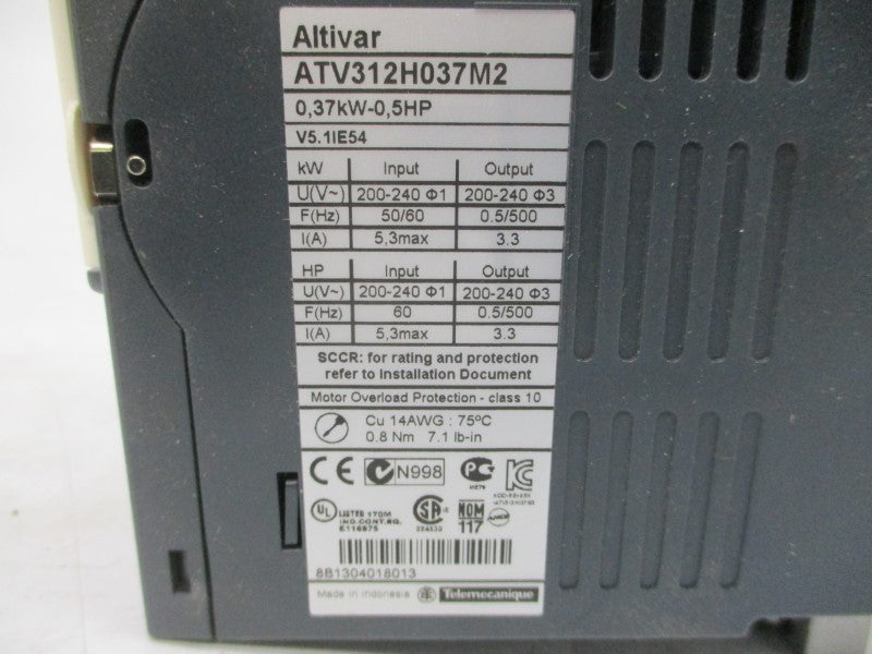 SCHNEIDER ELECTRIC ATV312H037M2 200-240VAC 5.3/3.3A NSMP