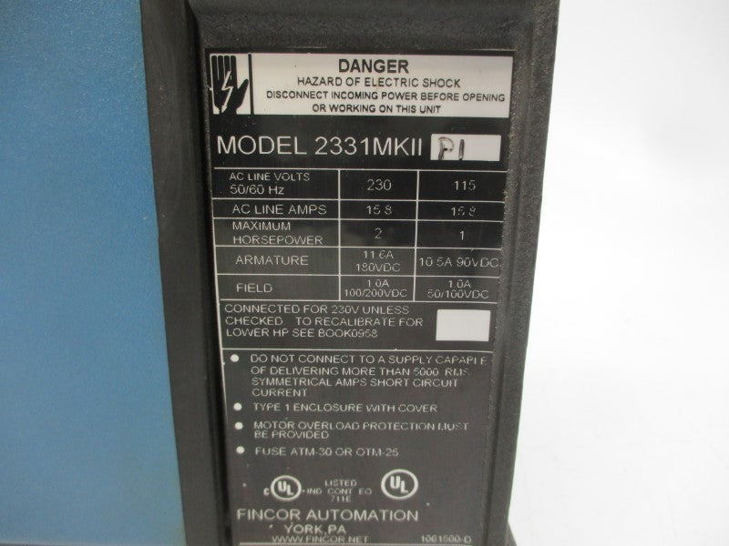 FINCOR AUTOMATION 2331MKIIP1 115/230VAC 15.8A UNMP