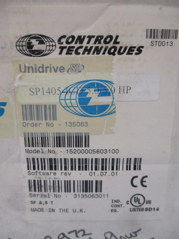 CONTROL TECHNIQUES SP1405 ICD5.0/5.0HP 15200005603100 380-480V 10.0A NSMP