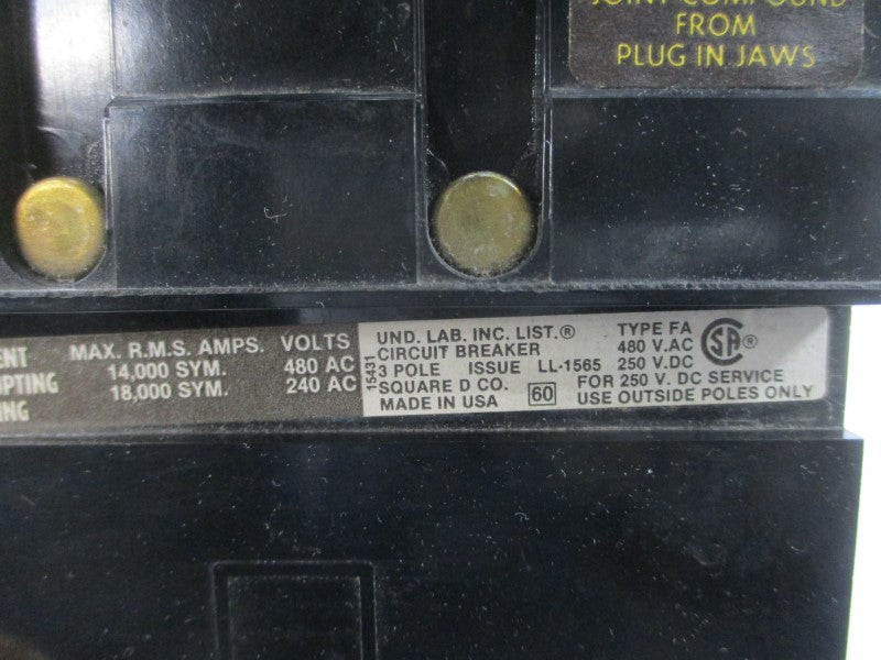 SQUARE D FA34020 480VAC 20A NSMP