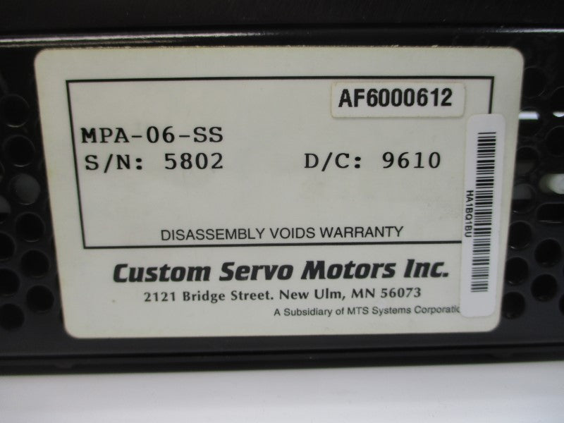 CUSTOM SERVO MOTORS MPA-06-SS 80-260VAC UNMP
